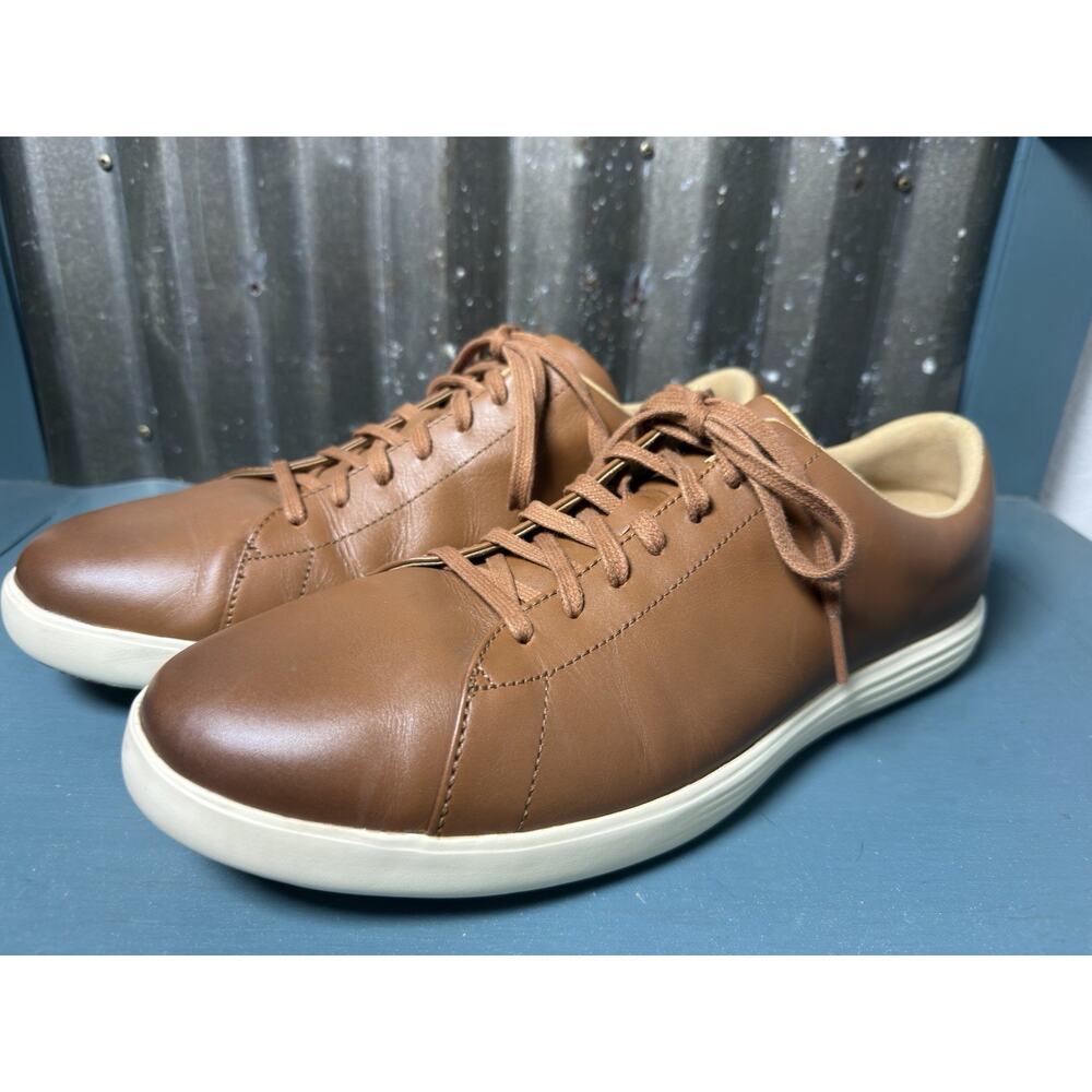 COLE HAAN Mens Grand CROSSCOURT II Sneaker Tan Leather Burnish Size 12 Wide